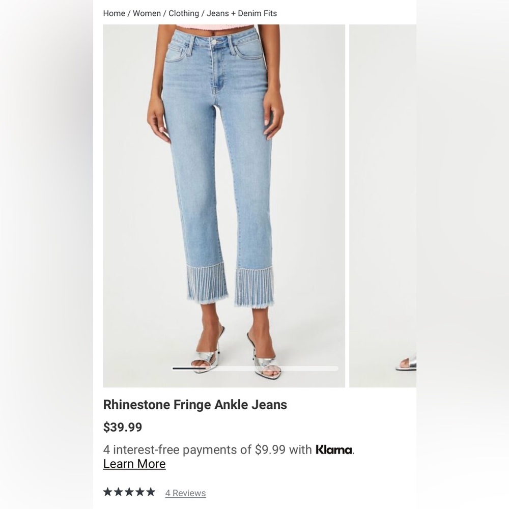 Rhinestone Fringe Ankle Jeans NWT